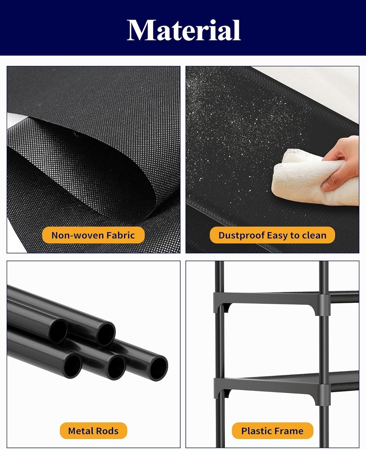 Shoe Rack for Closet - 10-Tier Shoe Organizer with Hook Rack, Large-Capacity & Space-Saving Shoe Shelf for Entryway, Bedroom, Living Room,32.2" x 11.8" x 68.5", Black